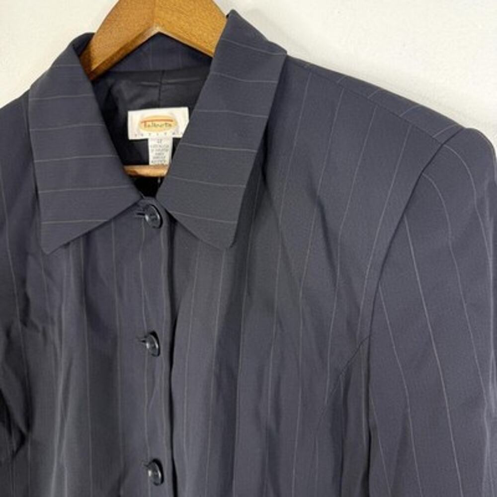 Talbots Blazer 12 Gray Pinstripe Rayon Lined Button Front USA Made NEW
